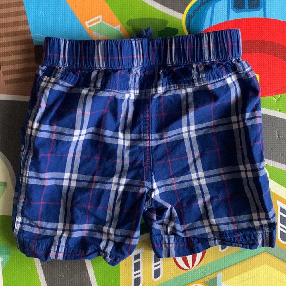 First Impressions Blue T-Shirt and Blue Plaid Shorts 18 Months - Picture 5 of 6